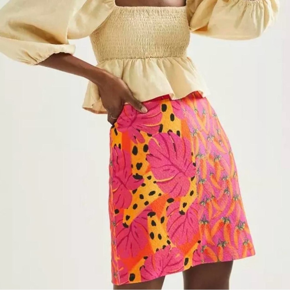 NWT Farm Rio for Anthropologie Chili Peppers/ Monstera Knit Mini Skirt